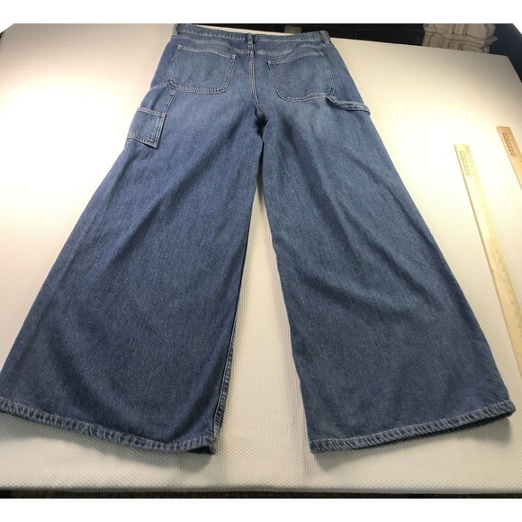 Forever 21 + Extra Wide Leg Carpenter Baggy Denim Grunge Skater Jeans 12 Plus - Picture 12 of 15
